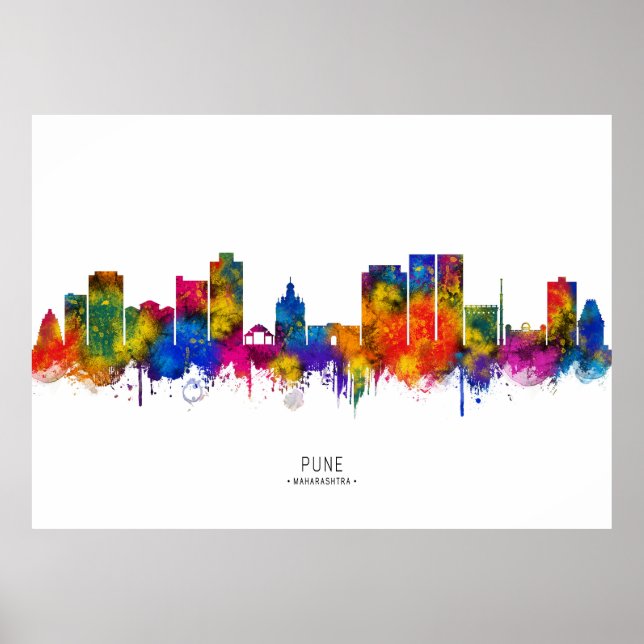 Pune Maharashtra Skyline Poster (Front)