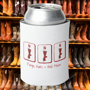 Pungs Boots & Bold Moves Red Cowboy Boots Mahjong Can Cooler
