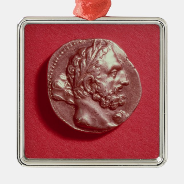 Punic coin bearing the head of Hamilcar Barca Metal Tree Decoration (Front)