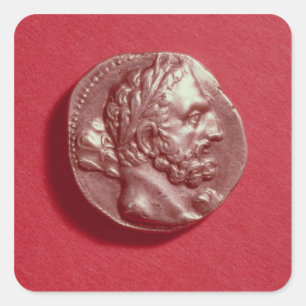 Punic coin bearing the head of Hamilcar Barca Square Sticker