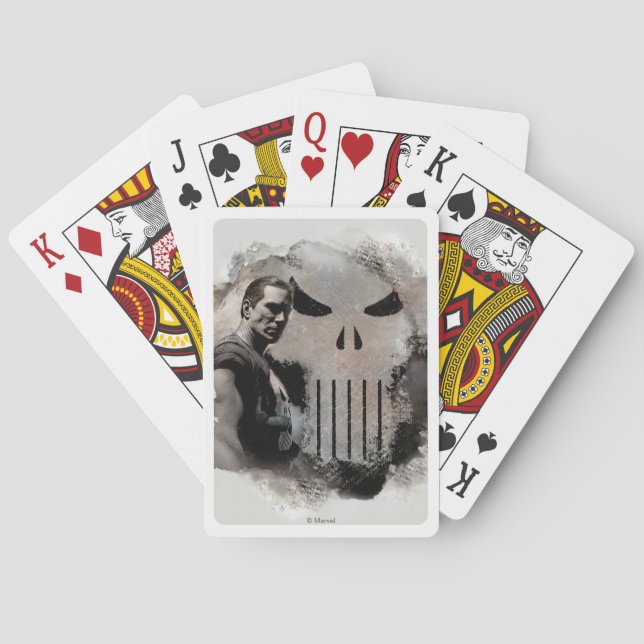 Punisher & Logo Grunge Graphic Playing Cards (Back)