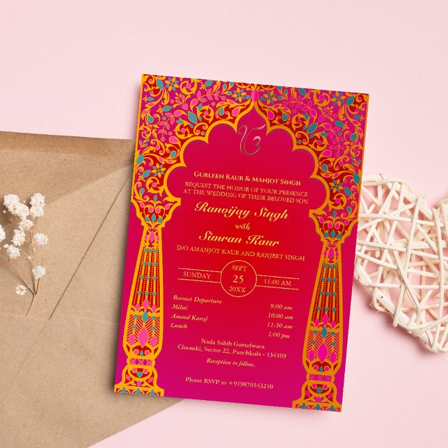 Punjabi Sikh Wedding Anand Karaj Golden Invitation (Creator Uploaded)
