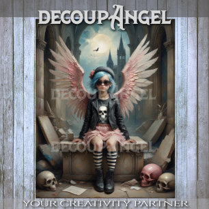 Punk Angel in Stripes Decoupage Tissue Paper