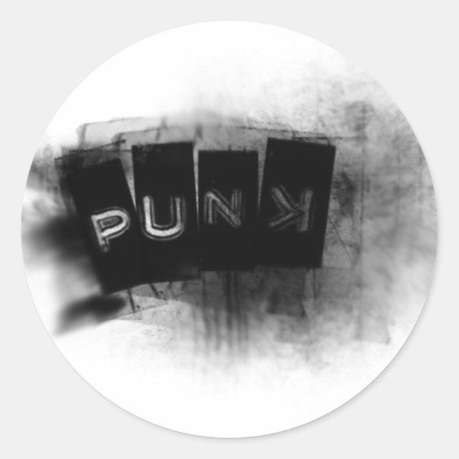 Punk black and white classic round sticker (Front)
