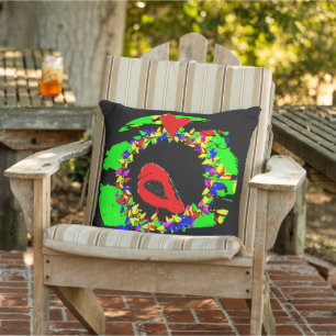 Punk Cardinal Christmas wreath Cushion