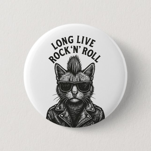 Punk Cat 6 Cm Round Badge (Front)