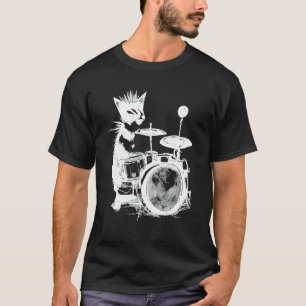 Punk Cat Playing Drums 2 T-Shirt