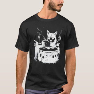 Punk Cat Playing Drums  4 T-Shirt