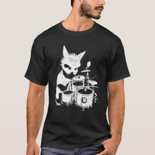 Punk Cat Playing Drums 5 T-Shirt
