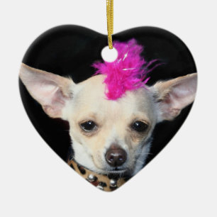 Punk Chihuahua heart ornament