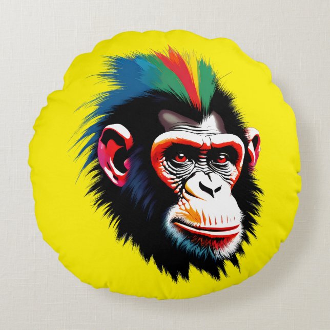 Punk Chimp Round Cushion (Front)