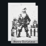 Punk Christmas. Card<br><div class="desc">Christmas theme with Santa Claus figure Macarre style surrounded by gift boxes. Illustration of watercolor in gray tones. Greeting card.</div>