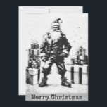 Punk Christmas. Card<br><div class="desc">Christmas theme with Santa Claus figure Macarre style surrounded by gift boxes. Illustration of watercolor in gray tones. Greeting card.</div>