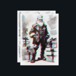 Punk Christmas (Holy Wall). Card<br><div class="desc">Christmas theme with Santa Claus figure Macarre style surrounded by gift boxes. Illustration of watercolor with colorful reflexes in textured background wall.</div>