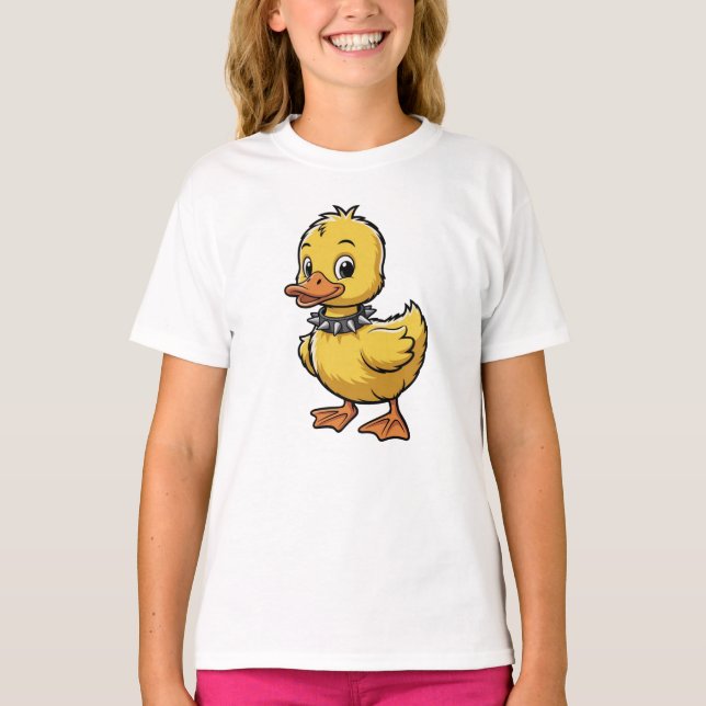 Punk Duckling – Funny Rebel Animal Art T-Shirt (Front)