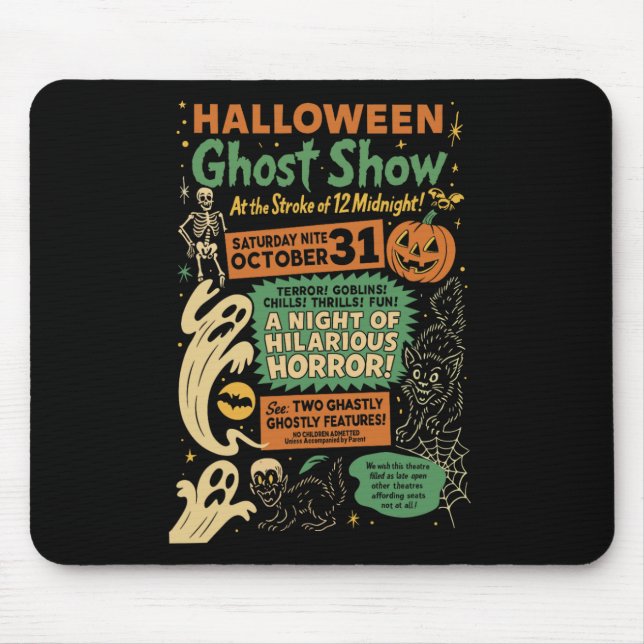 Punk Funny Horror Spooky Halloween Ghost Show Ghos Mouse Pad (Front)