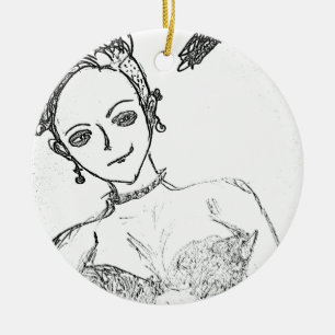 punk girl ceramic tree decoration