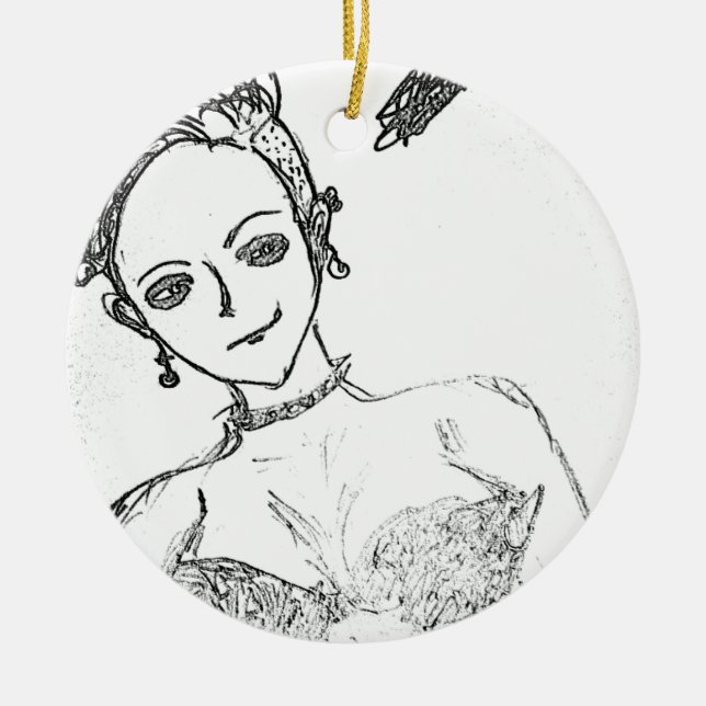 punk girl ceramic tree decoration (Front)