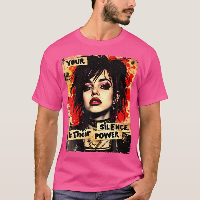 Punk Girl Graffiti 90S Grunge Urban Art Distressed T-Shirt (Front)
