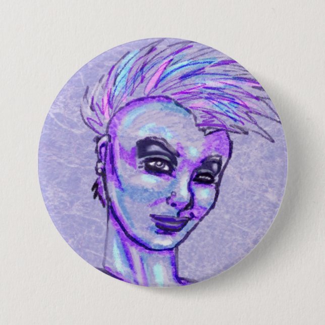 Punk Girl Sketch Button (Front)