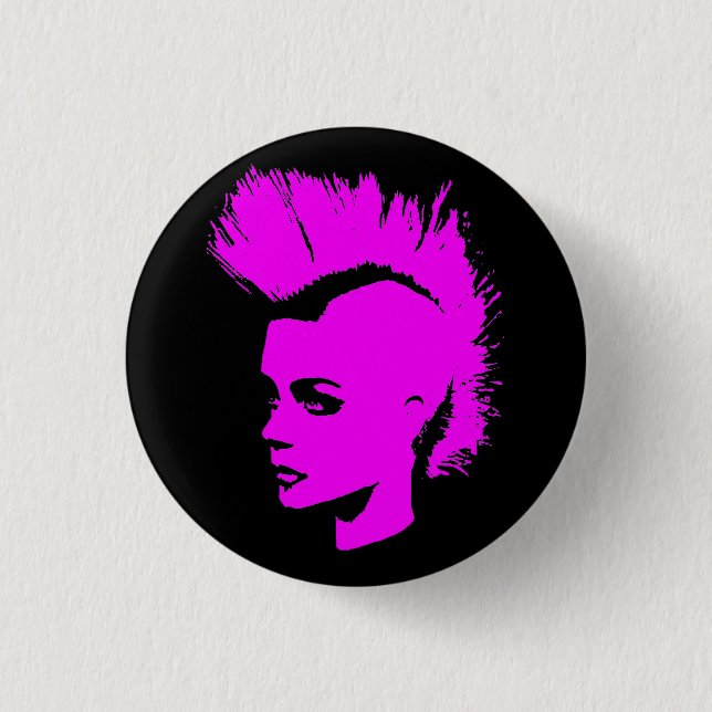 Punk Girl – unichrome print - pink 3 Cm Round Badge (Front)