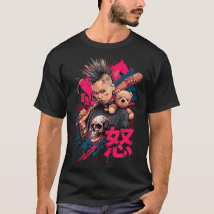 Punk Girl With Anger Kanji And Baseball Bat Tank T