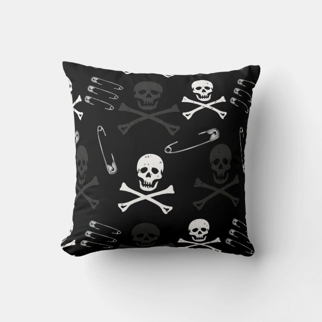 Punk Goth Grunge Black Cushion (Front)