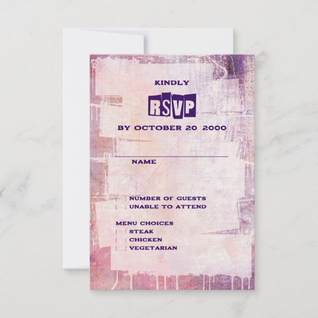 Punk Graffiti Rock and Roll Wedding RSVP Card (Front)