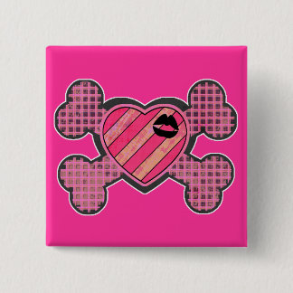 Punk Heart and Crossbones 15 Cm Square Badge