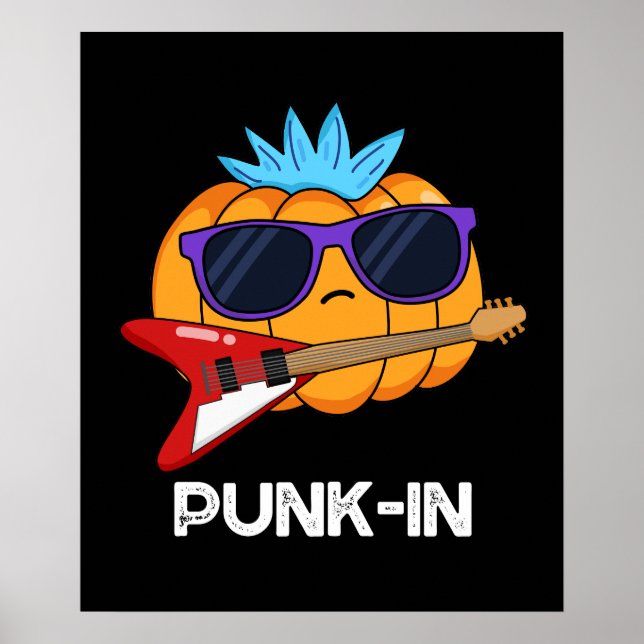 PUnk-in Funny Punk Rock Pumpkin Pun Dark BG Poster (Front)