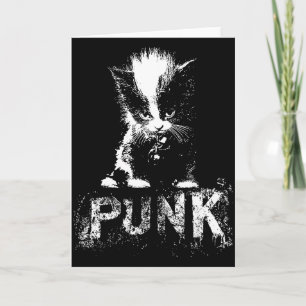 Punk Kitten Cat With Mohawk Nge Gothic Design  Card