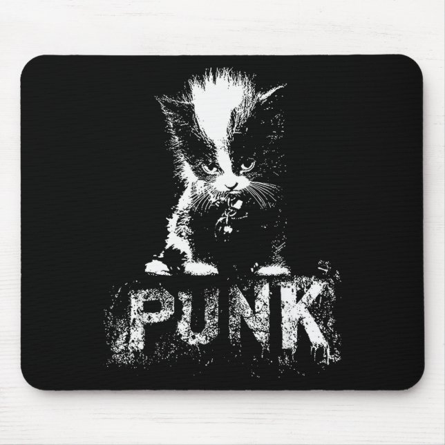 Punk Kitten Cat With Mohawk Nge Gothic Design  Mouse Pad (Front)