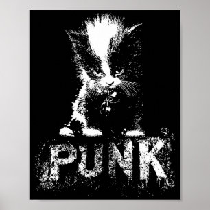 Punk Kitten Cat With Mohawk Nge Gothic Design Poster
