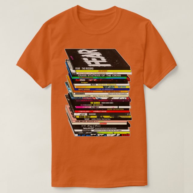 Punk Music CDVinyl Stack T-Shirt (Design Front)