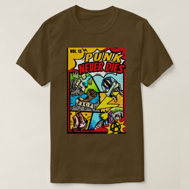 punk never dies hq comics T-Shirt (Design Front)