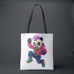 Punk Panda Power Tote Bag<br><div class="desc">A fierce cartoon panda with a punk hairstyle,  hoodie,  and gold chain leaps forward with rebellious street attitude and bold urban style.</div>