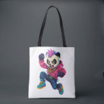 Punk Panda Power Tote Bag<br><div class="desc">A fierce cartoon panda with a punk hairstyle,  hoodie,  and gold chain leaps forward with rebellious street attitude and bold urban style.</div>
