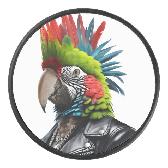 Punk Parrot Hockey Puck (Front)