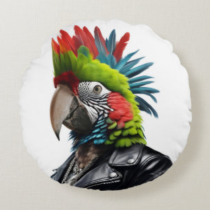 Punk Parrot Round Cushion