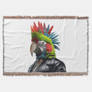 Punk Parrot Throw Blanket