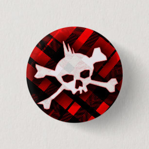 Punk Plaid Skull 3 Cm Round Badge