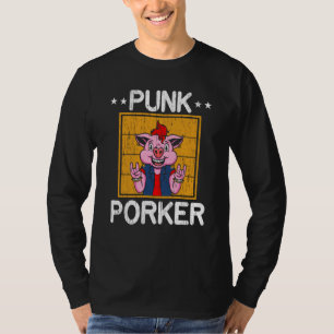 Punk Porker Farm Animal Piggy Farmer Pig T-Shirt