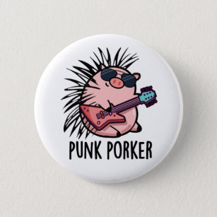 Punk Porker Funny Rocker Pig Pun 6 Cm Round Badge