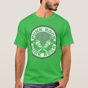 Punk Rock Badge Design Rock Skeleton Hands Black T-Shirt