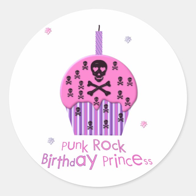 Punk Rock Birthday Princess Classic Round Sticker (Front)