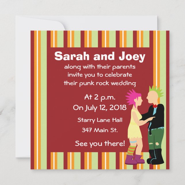 Punk Rock Bride and Groom Wedding Invitations (Front)