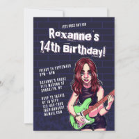 Punk Rock Cartoon Teen Girl 14th Birthday