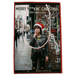 Punk Rock Christmas Riot Holiday Medium Gift Bag