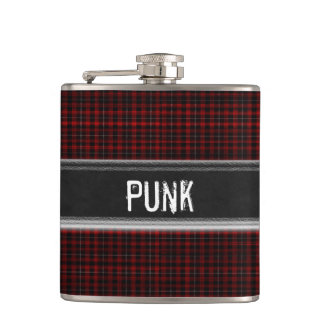 Punk Rock Custom Plaid Monogram Flask