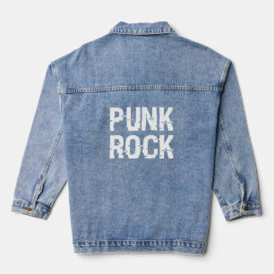 Punk Rock Distressed Typography Denim Jacket